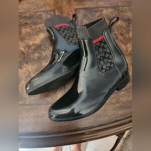 Coach Rivington Signature Knit Ankle Rain Boots size 9